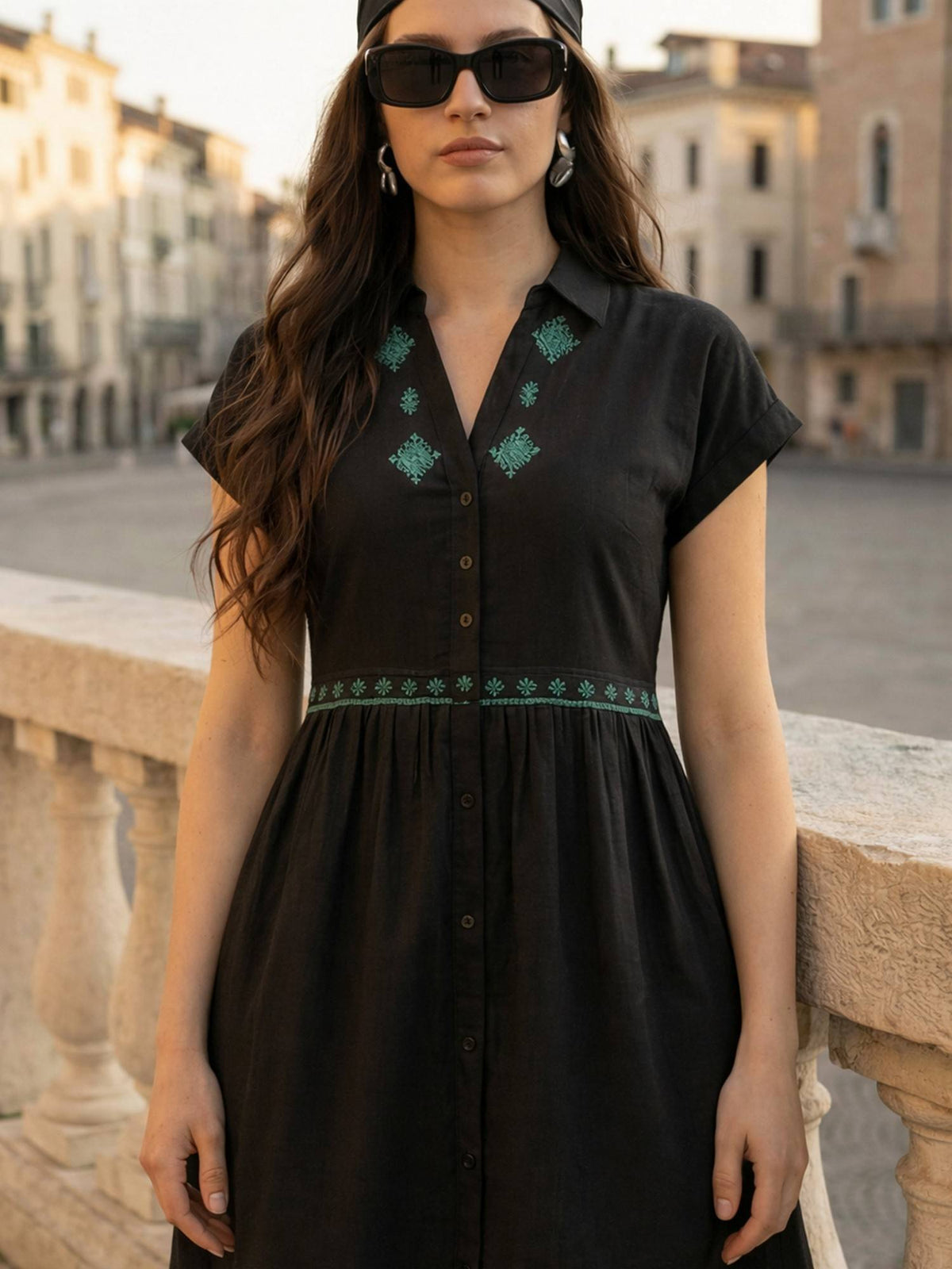 Black Embroidered Dress | D56 - view 4