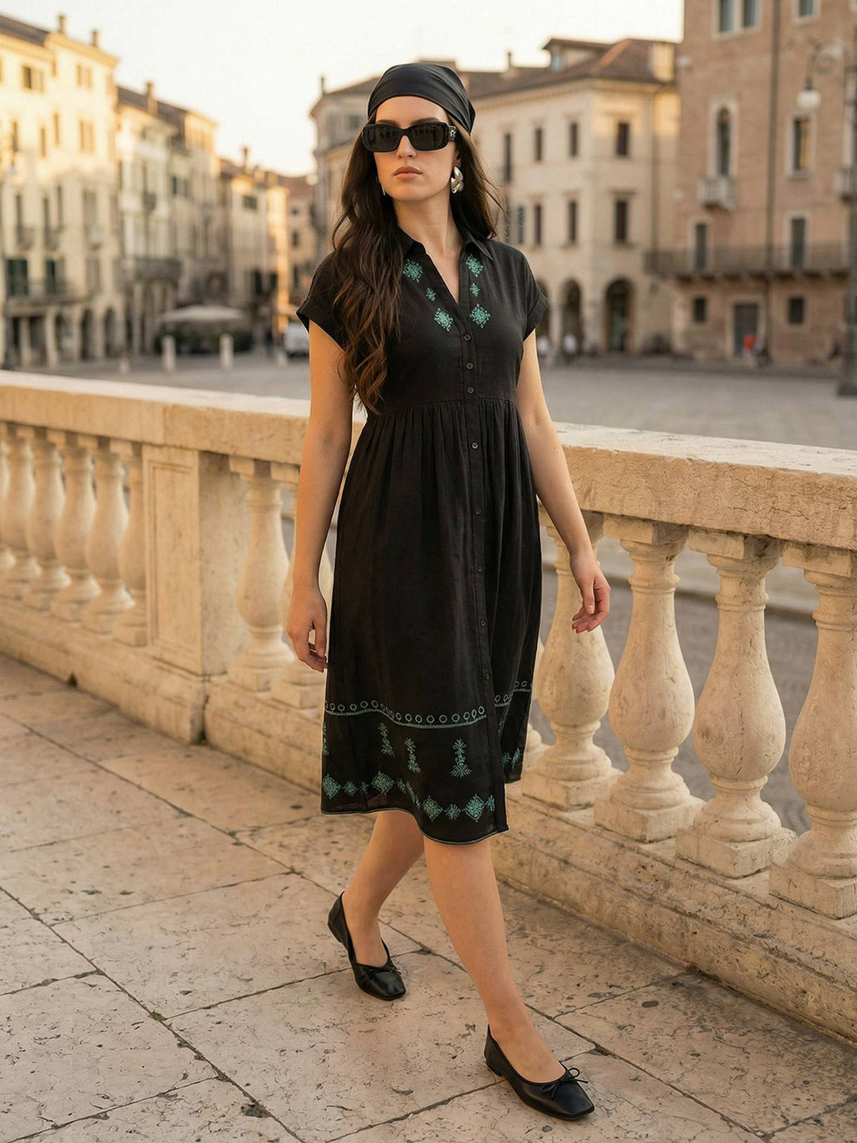 Black Embroidered Dress | D56 - view 6