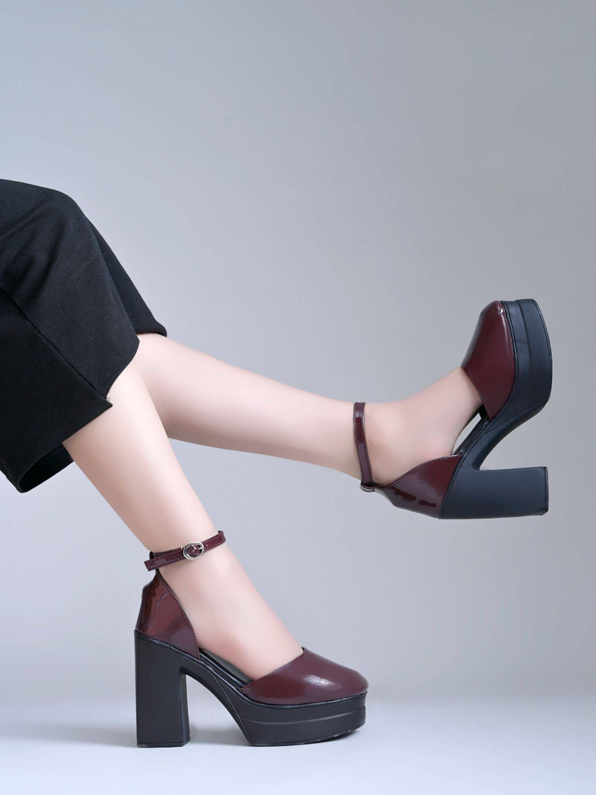 High-Gloss Black Patent Sandal Heels -Black | H78 - view 6
