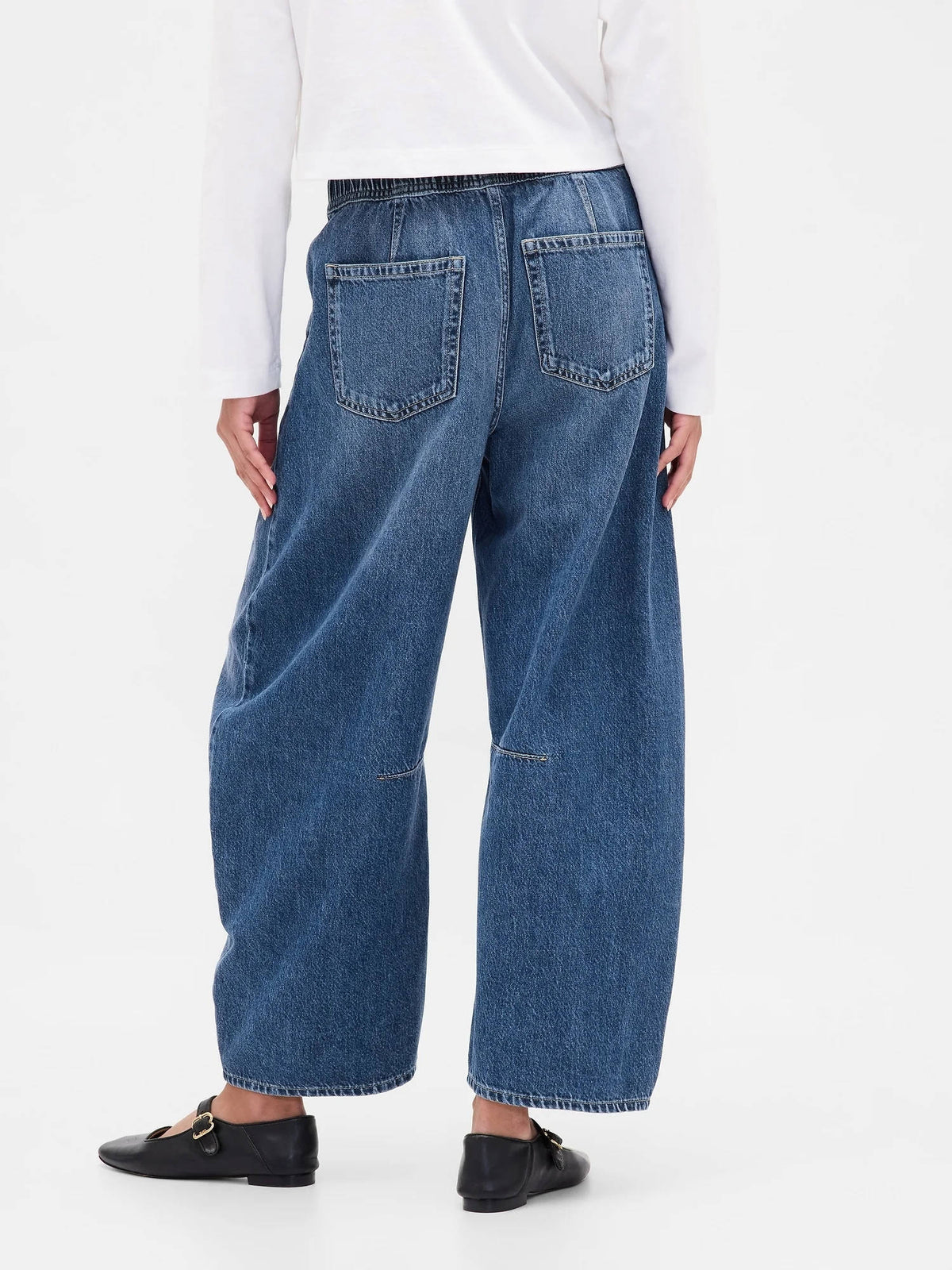 Blue Women's Solid Relaxed Wide-Leg Jeans | RF89 - view 2