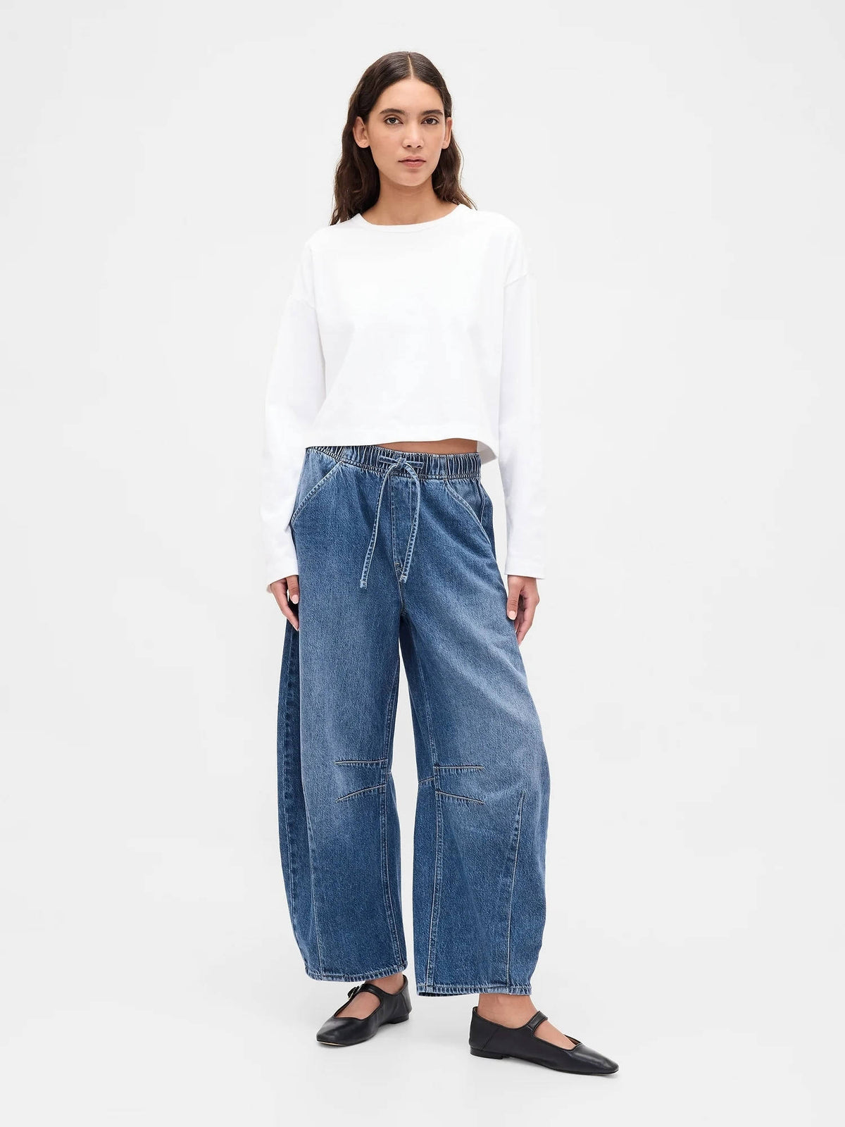 Blue Women's Solid Relaxed Wide-Leg Jeans | RF89 - view 5
