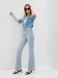 Blue Women's Solid Flared Boot-Cut Jeans | BT10 - view 1
