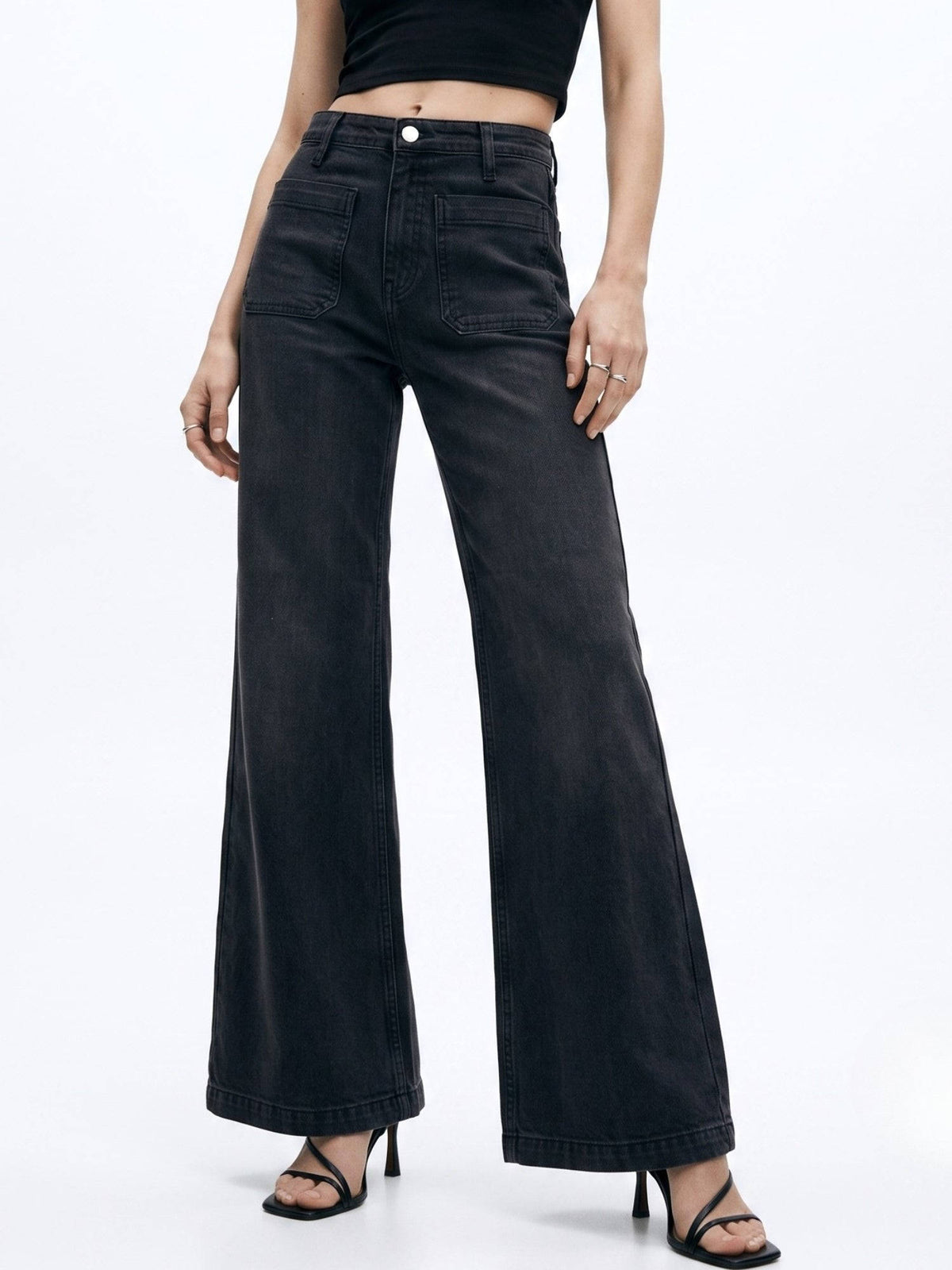 Black Front Pocket Straight Fit Jeans | ST23 - view 1