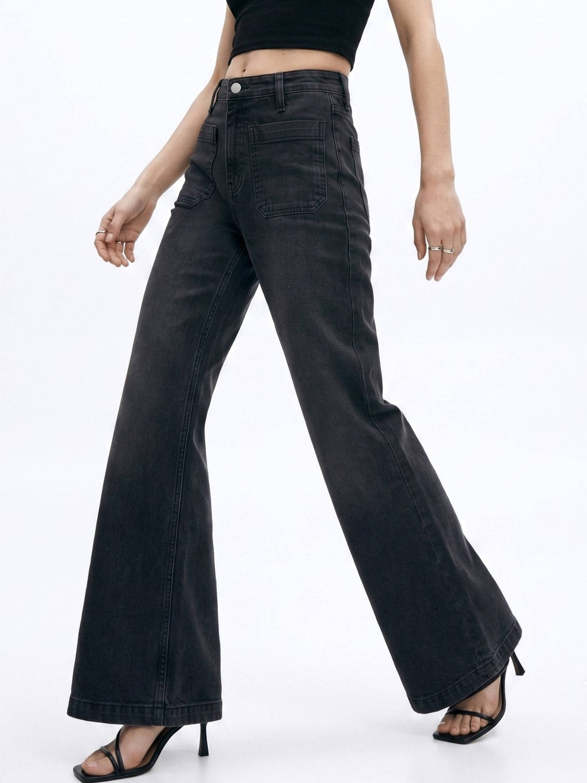 Black Front Pocket Straight Fit Jeans | ST23 - view 2