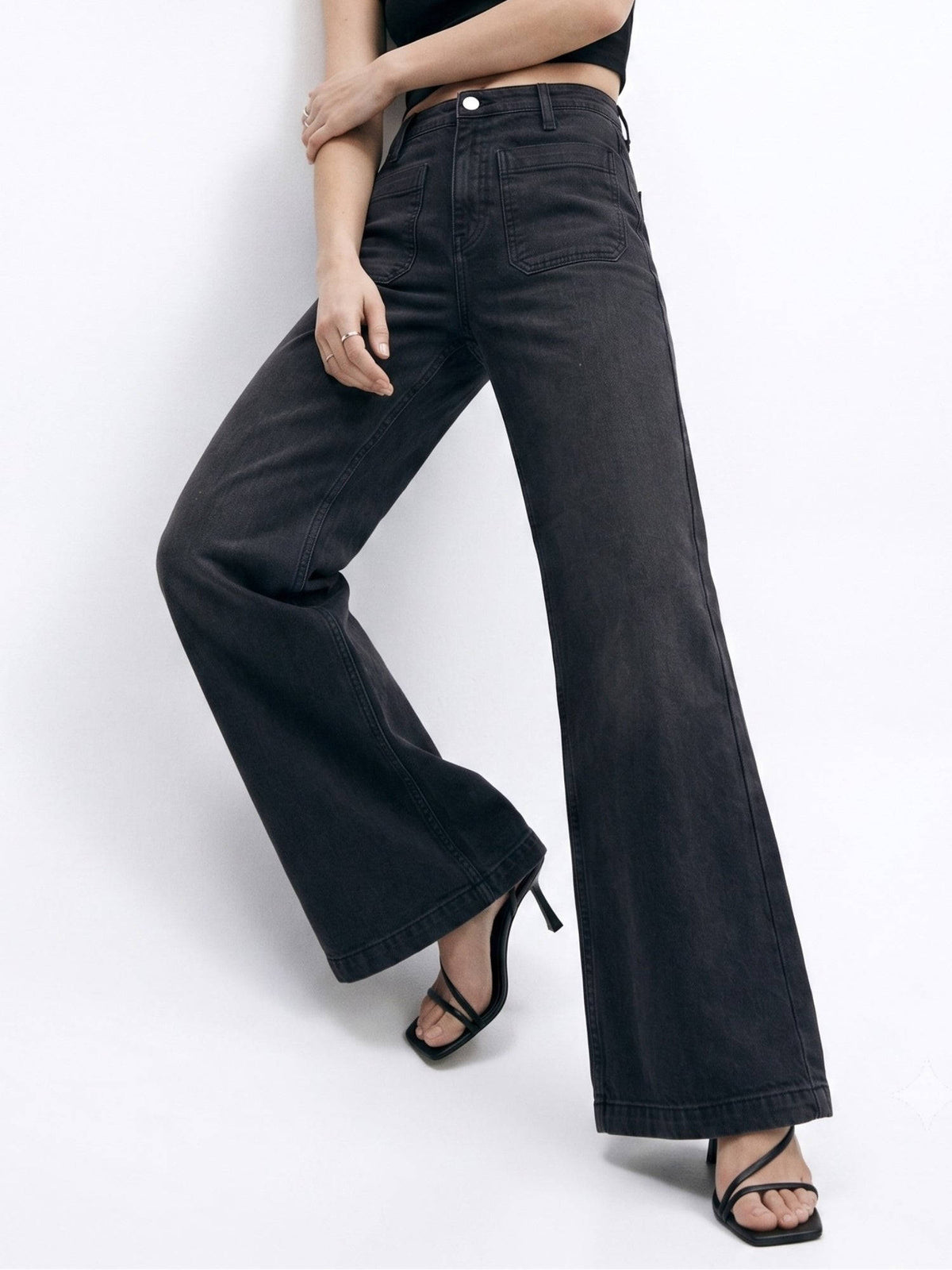 Black Front Pocket Straight Fit Jeans | ST23 - view 3