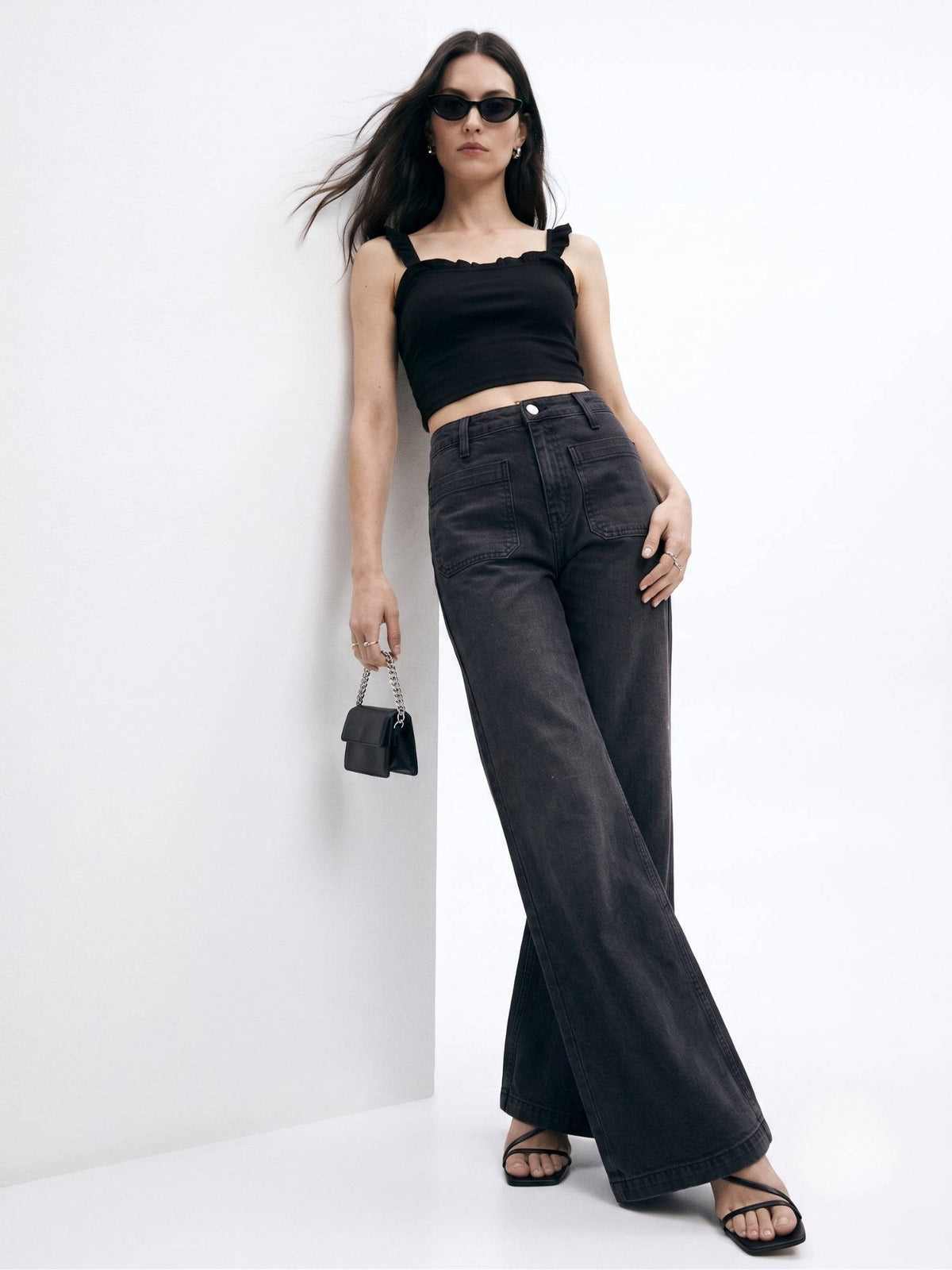 Black Front Pocket Straight Fit Jeans | ST23 - view 4