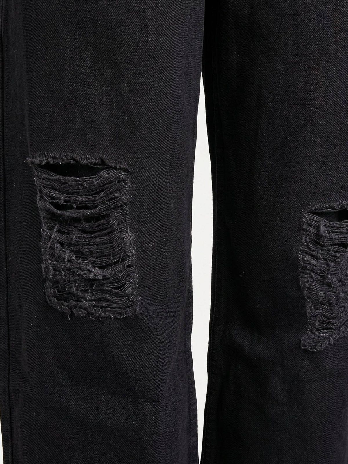 Black Mid Rise Distressed Wide Leg Denim Jeans | WL90 - view 5