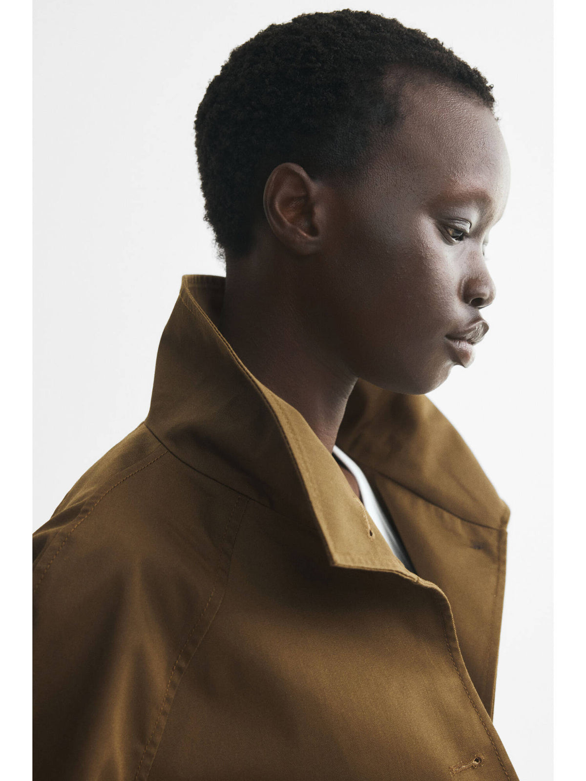 Women Green Funnel-collar twill jacket | JC78 - view 3