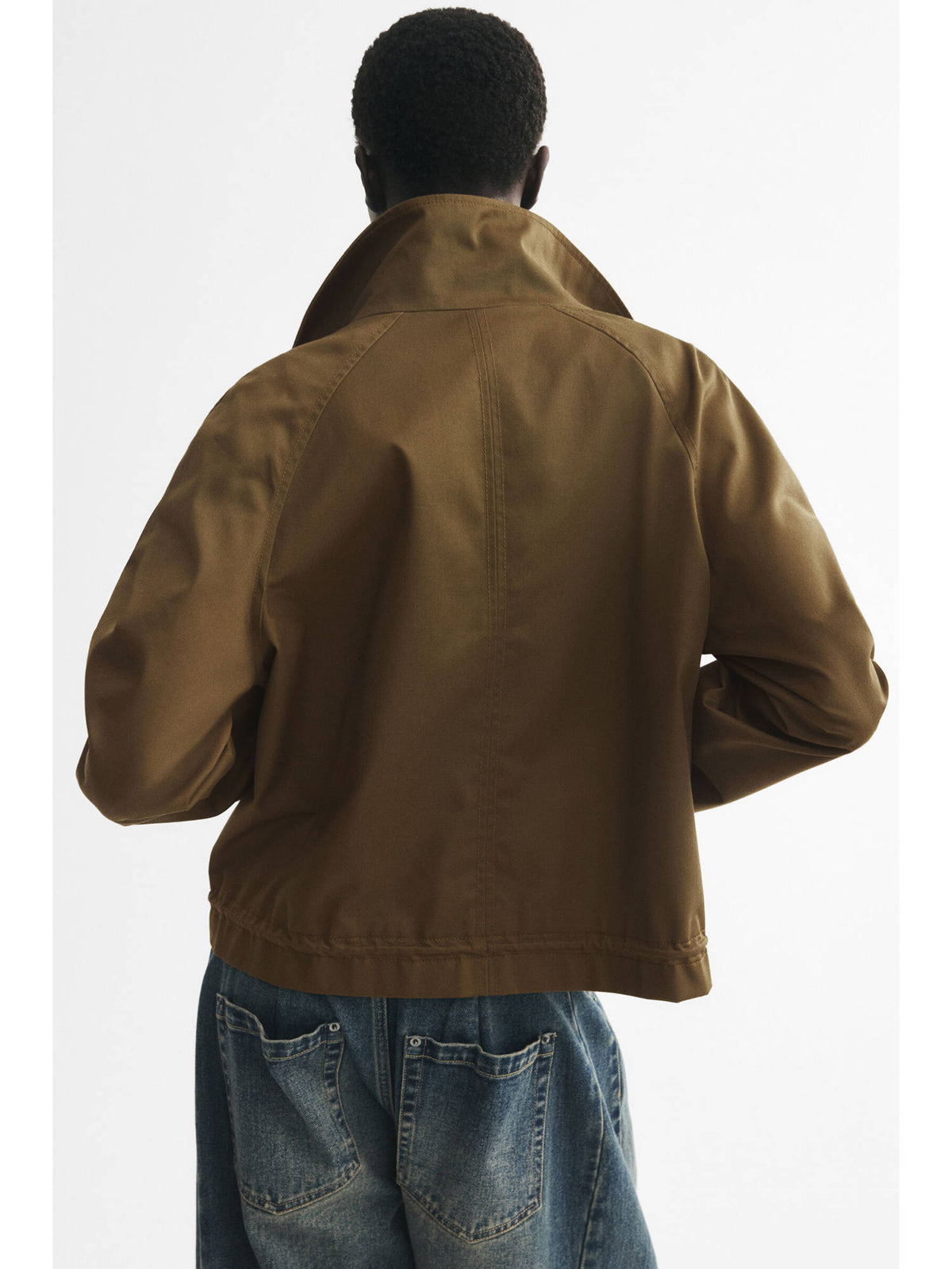 Women Green Funnel-collar twill jacket | JC78 - view 4