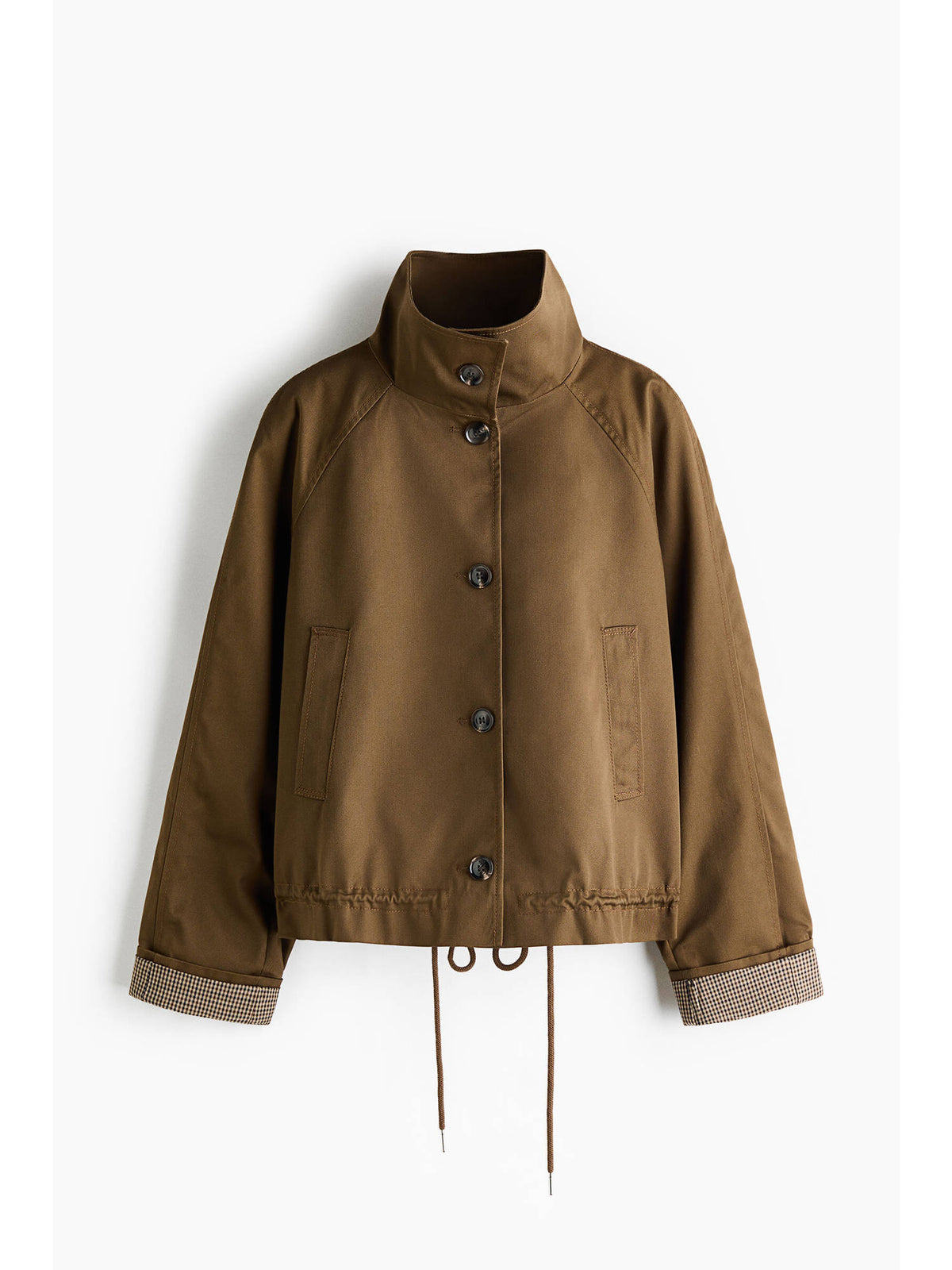 Women Green Funnel-collar twill jacket | JC78 - view 5