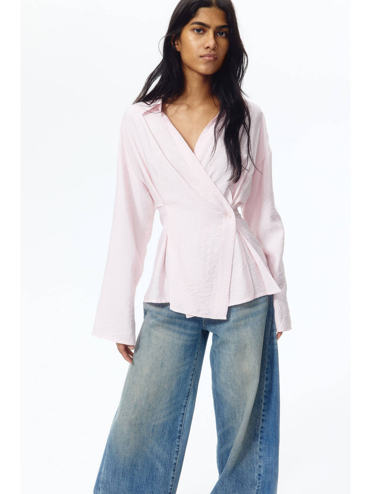 Women Pink Waisted viscose-blend shirt | S67 - view 1