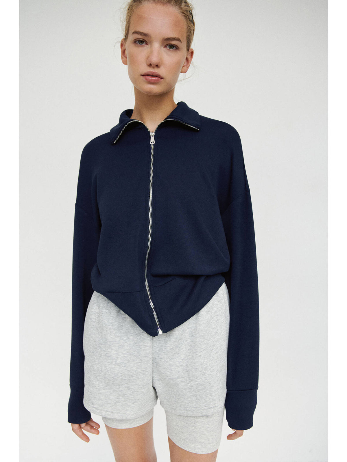 Women Navy Blue Jersey track jacket | JC78 - view 3