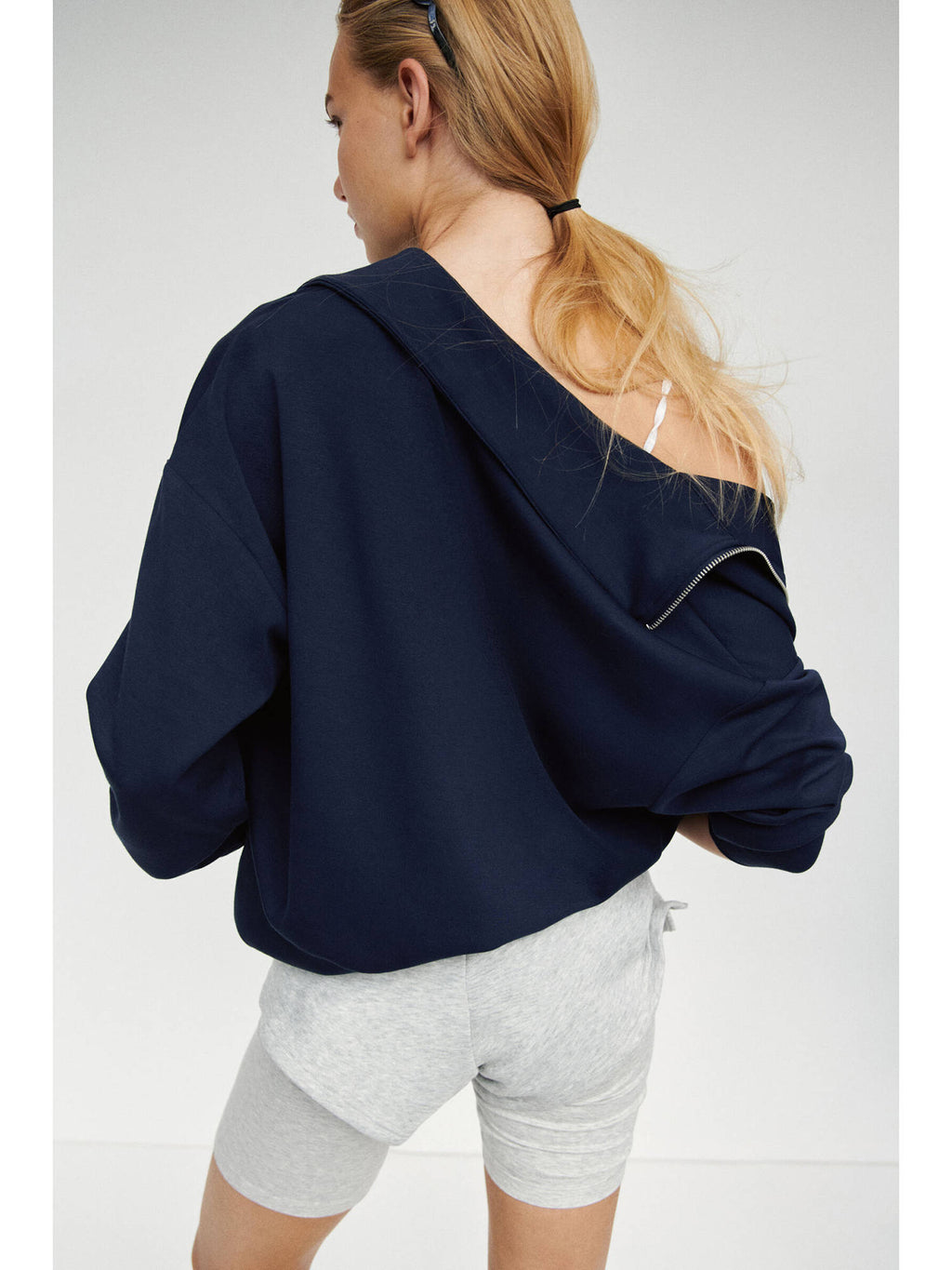 Women Navy Blue Jersey track jacket | JC78 - view 4