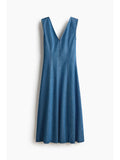 Women Blue Flared denim dress | D56 - view 1