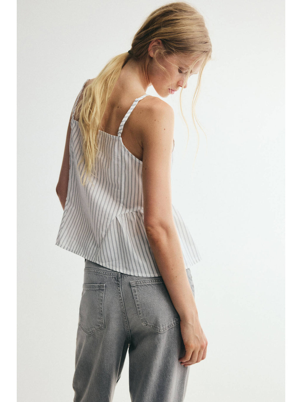 Women White Poplin peplum top | pt51 - view 4