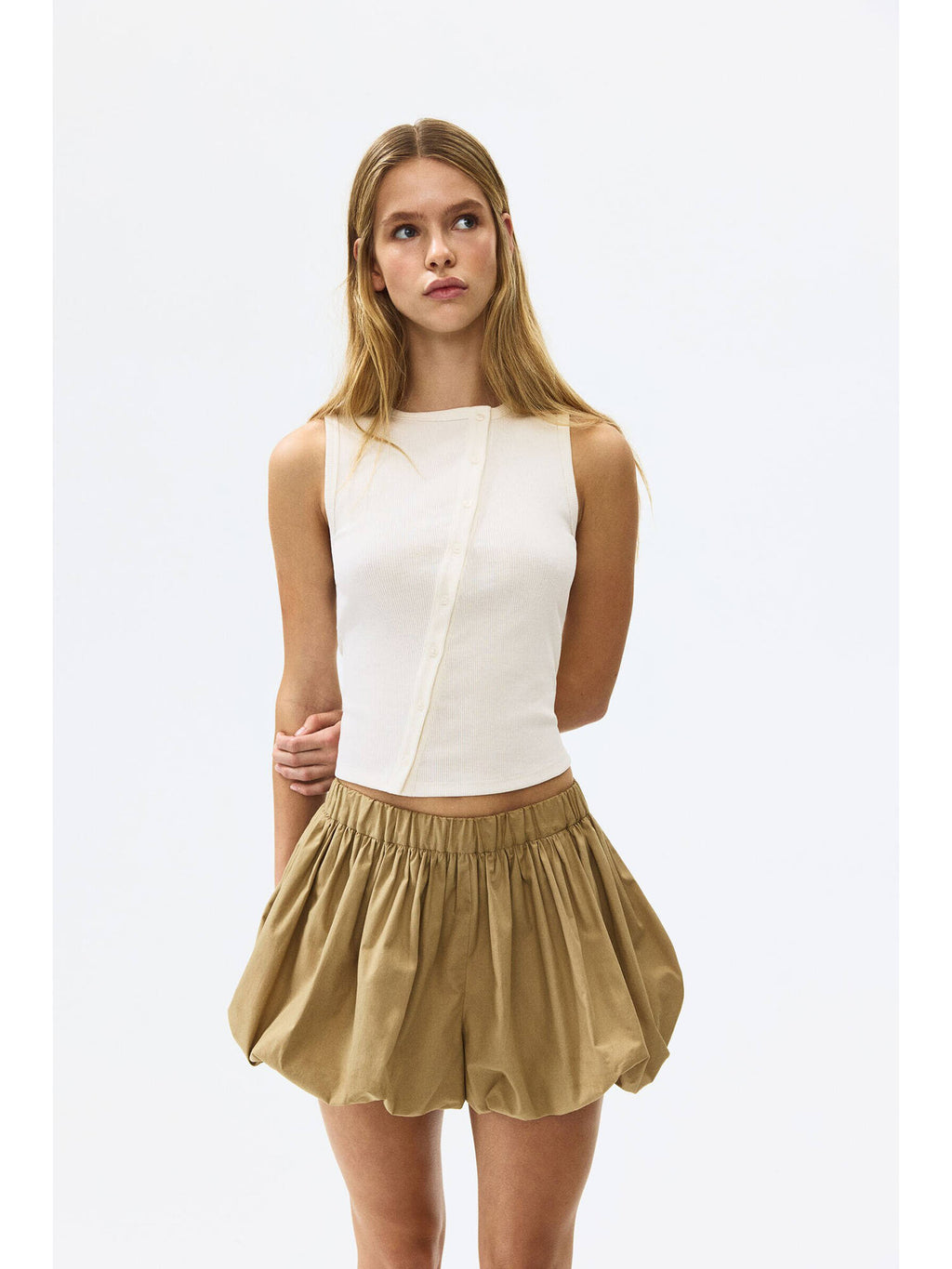 Women White Button-Front Cotton Vest Top | TT98 - view 1