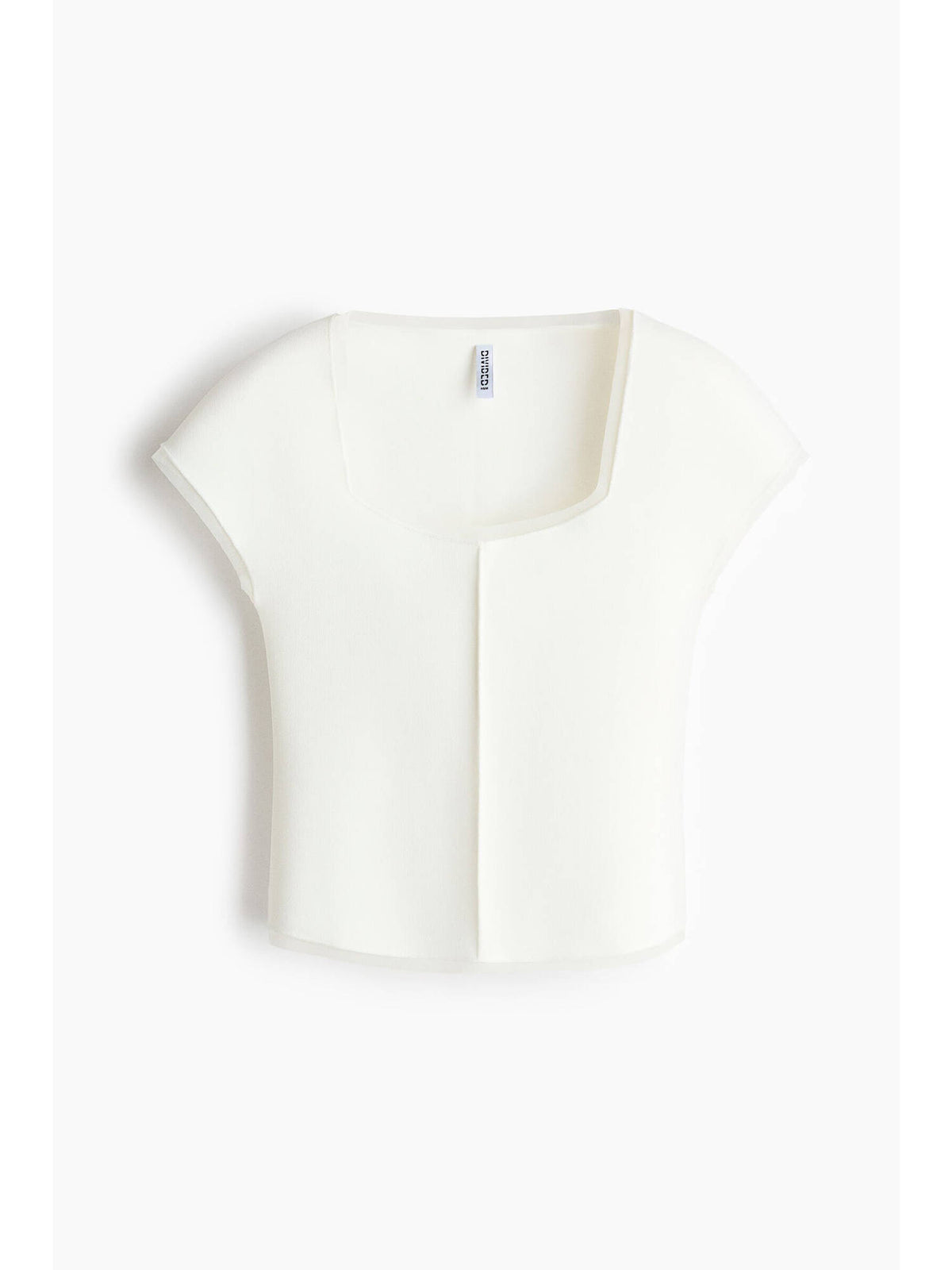 Women White Ponte Di Roma Square-Neck Crop Top | CT61 - view 4