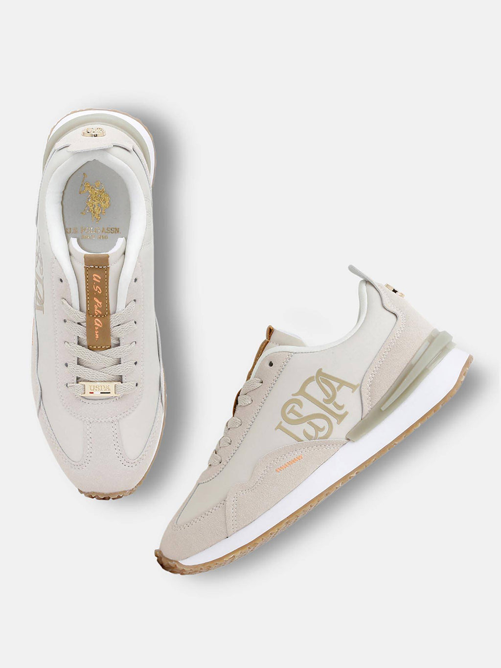 Esme Beige Monogram Sneakers Shoes | SN09 - view 3