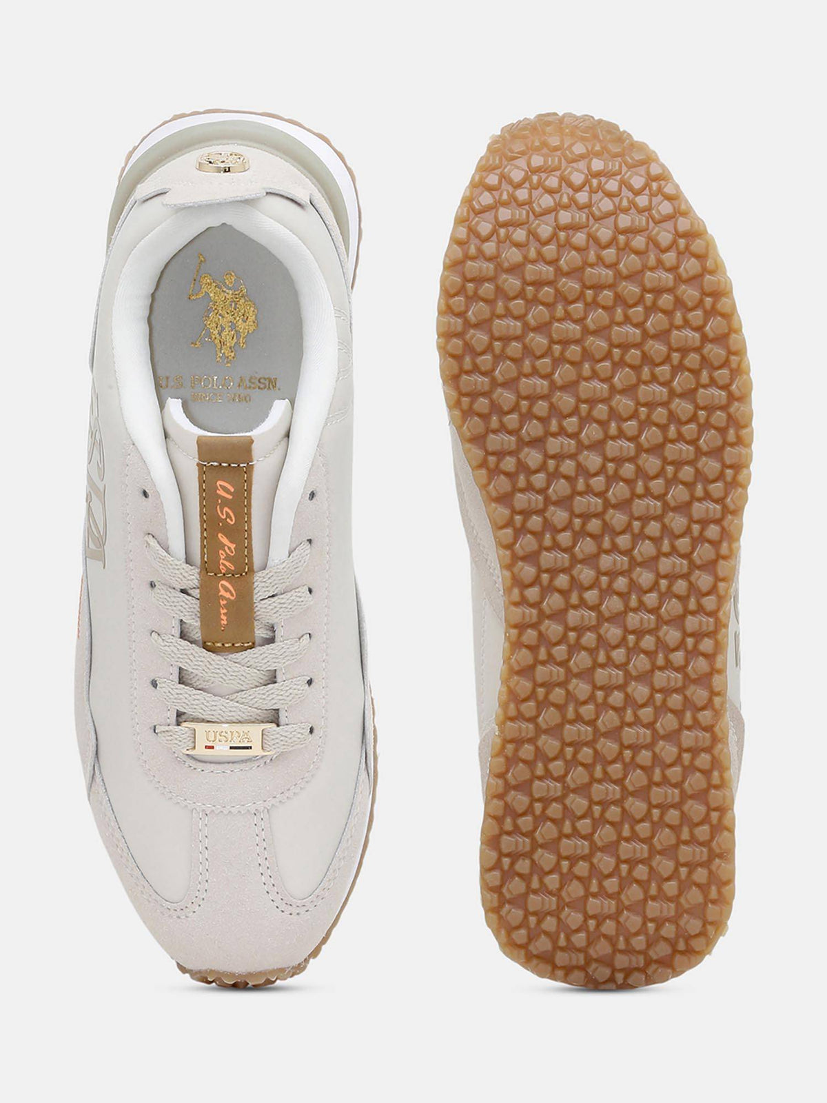 Esme Beige Monogram Sneakers Shoes | SN09 - view 8