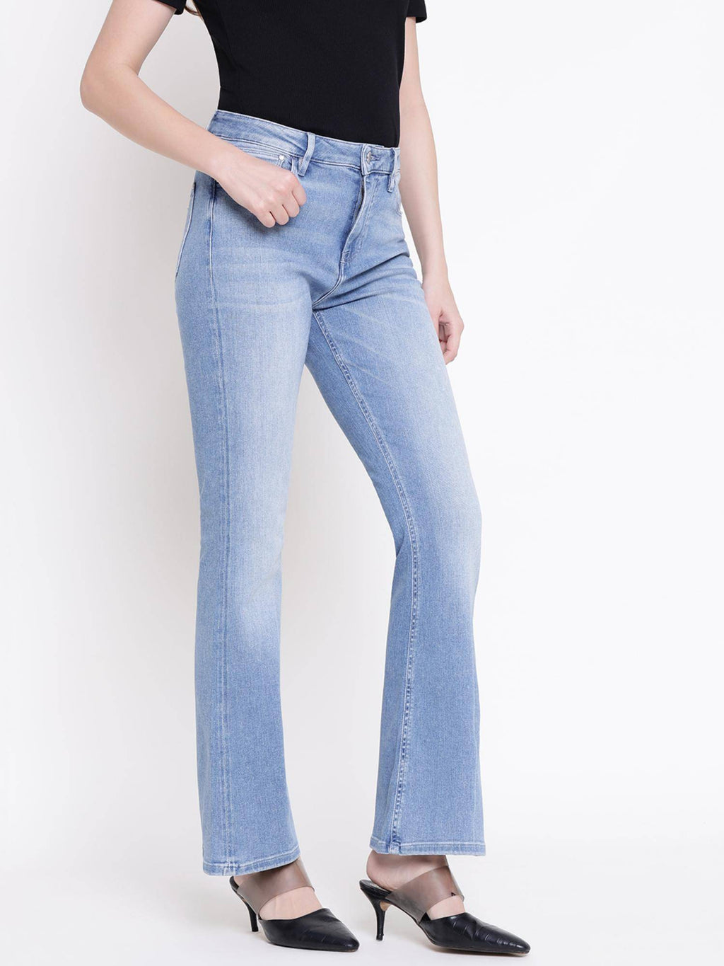 Women Flare Snowdonia Solid Bootcut Fit Denim Jeans | BT10 - view 3