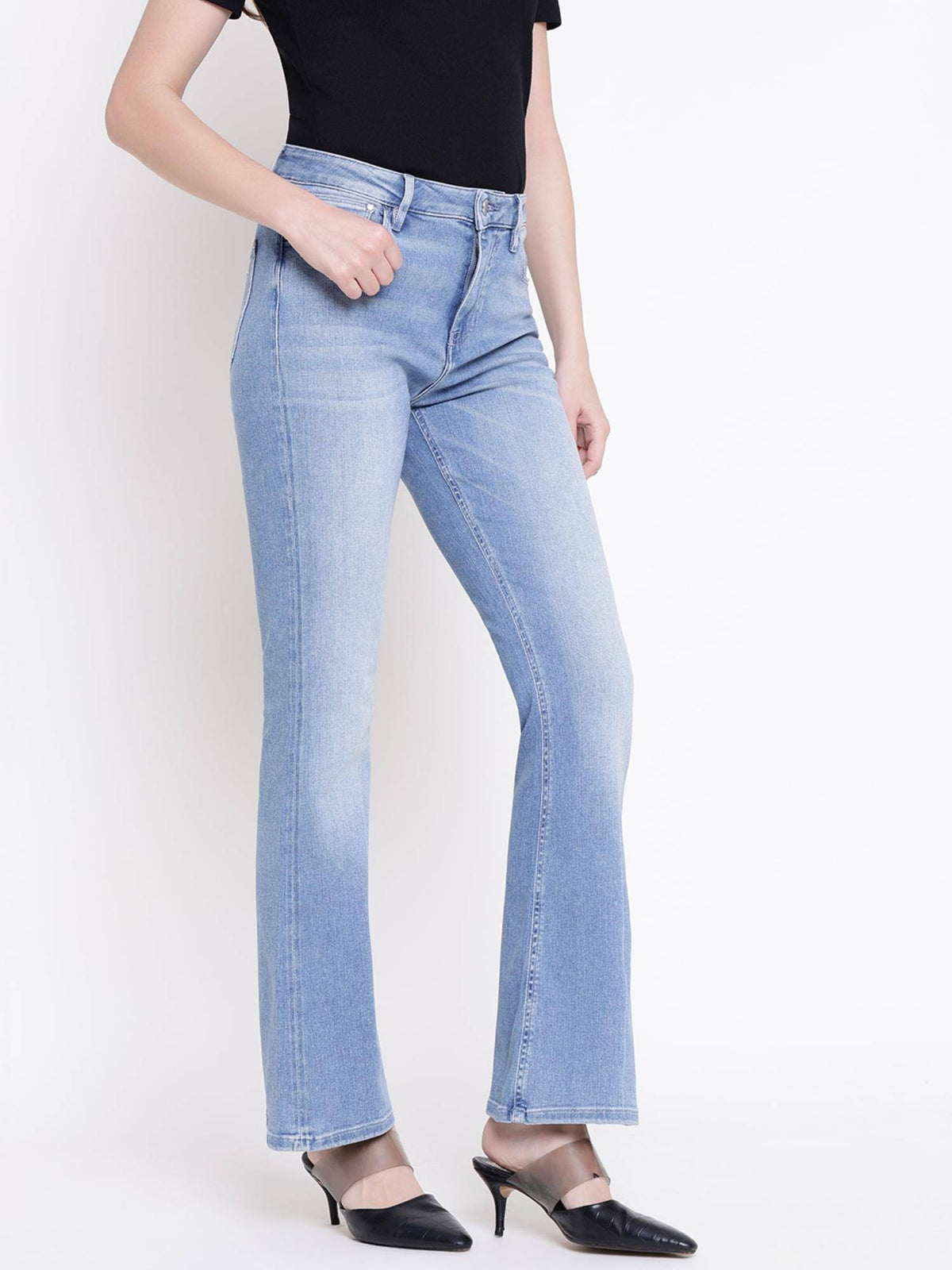 Women Flare Snowdonia Solid Bootcut Fit Denim Jeans | BT10 - view 3