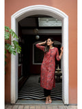Maroon Pure Cotton Block Printed Kurta | KDG - view 1