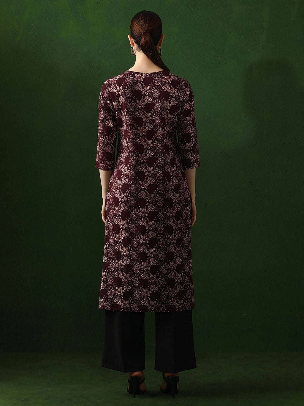 Red Floral Printed Straight Pure Cotton Kurta | FY93 - view 11