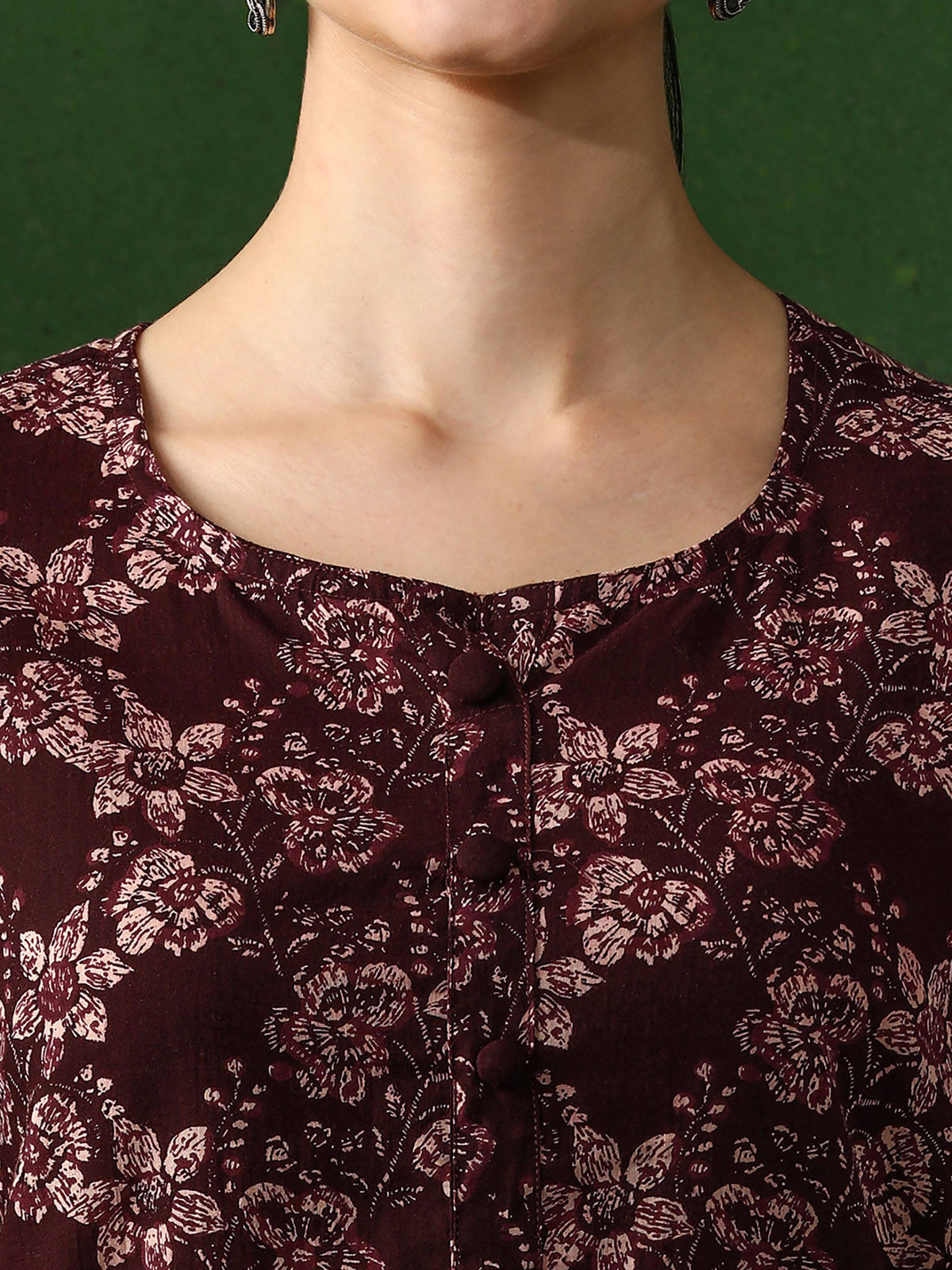 Red Floral Printed Straight Pure Cotton Kurta | FY93 - view 12