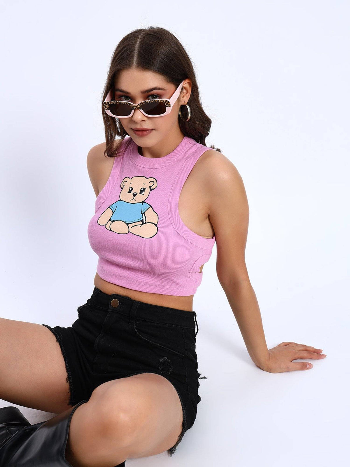 Pink Teddy CutBack Cami Top | TT98 - view 2