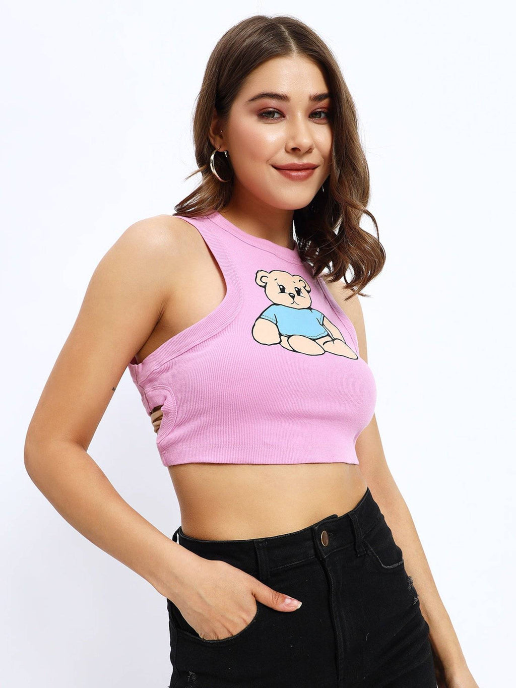 Pink Teddy CutBack Cami Top | TT98 - view 6