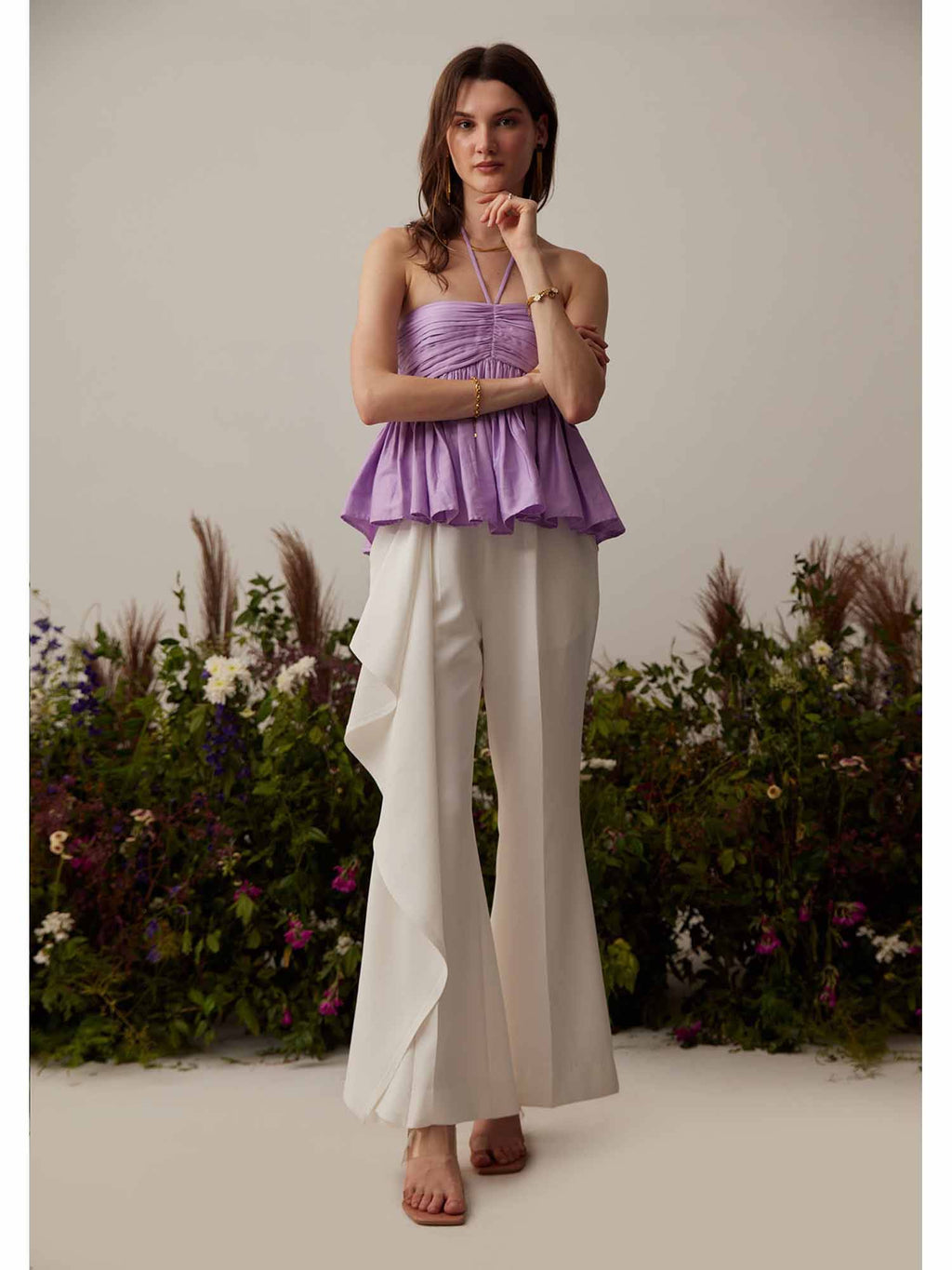 Lavender Solid/Plain Holly Halter Top | HT67 - view 2