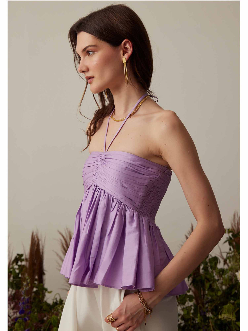 Lavender Solid/Plain Holly Halter Top | HT67 - view 3