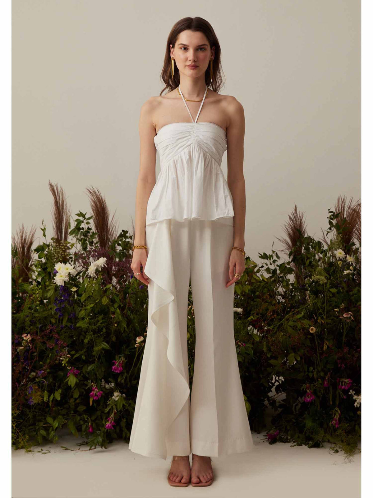 White Solid/Plain Holly Halter Top | HT67 - view 2