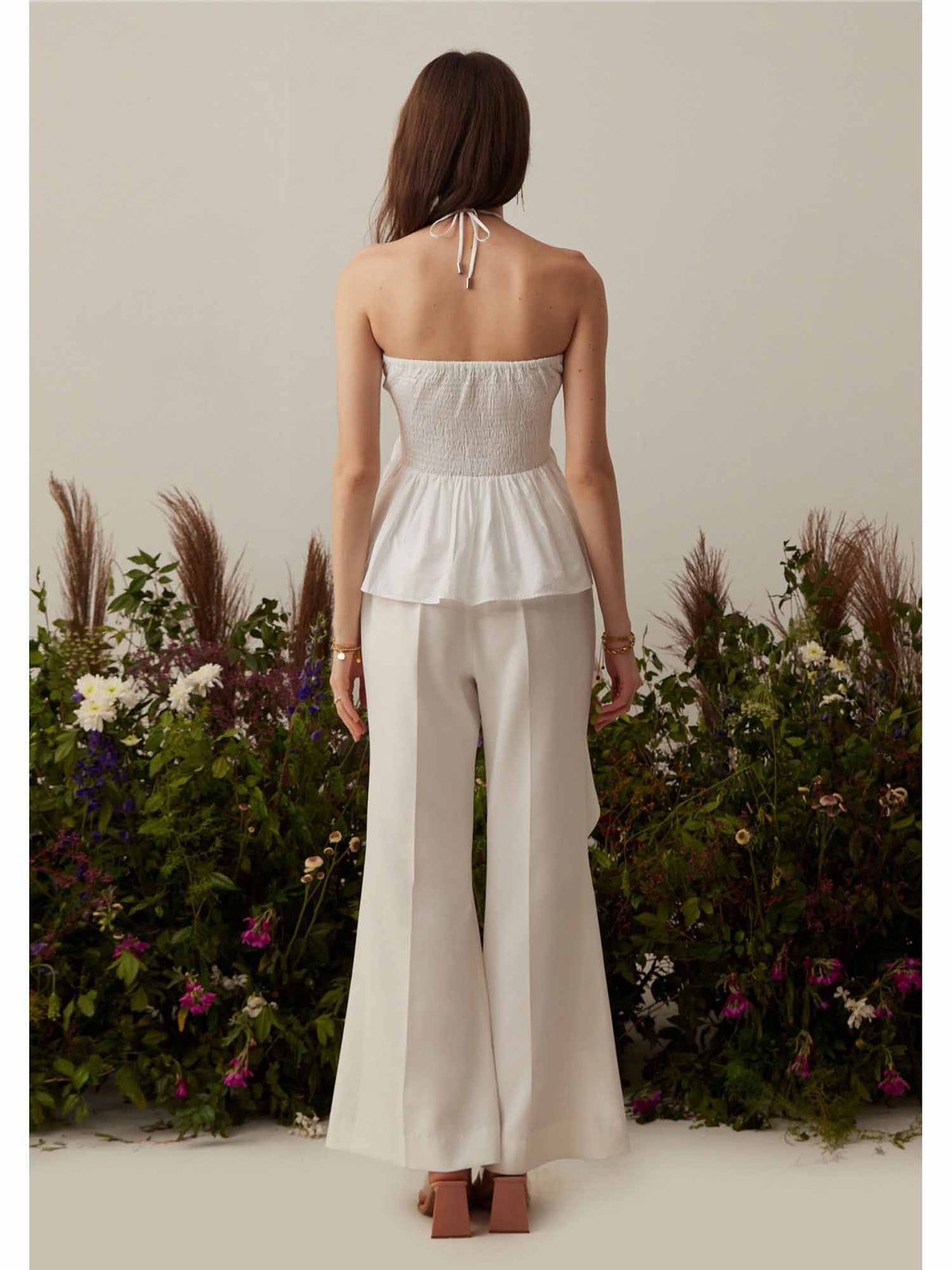 White Solid/Plain Holly Halter Top | HT67 - view 3