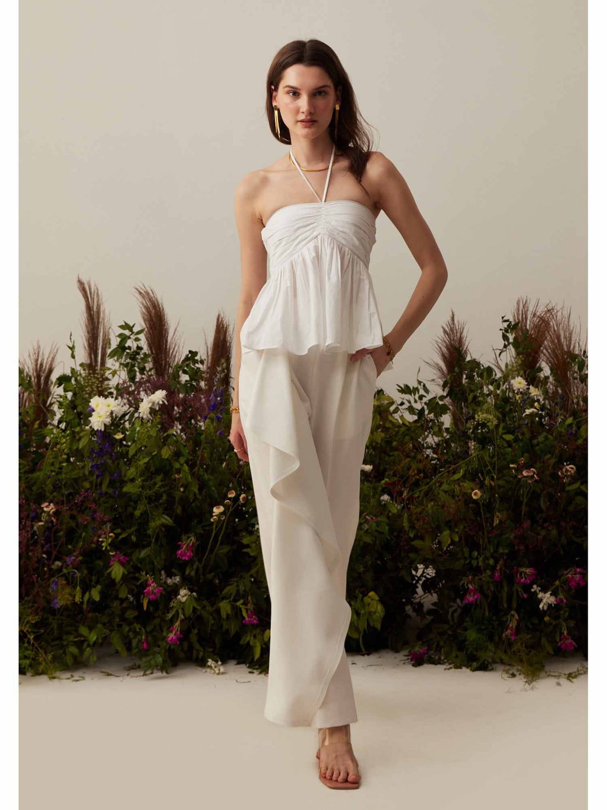 White Solid/Plain Holly Halter Top | HT67 - view 4
