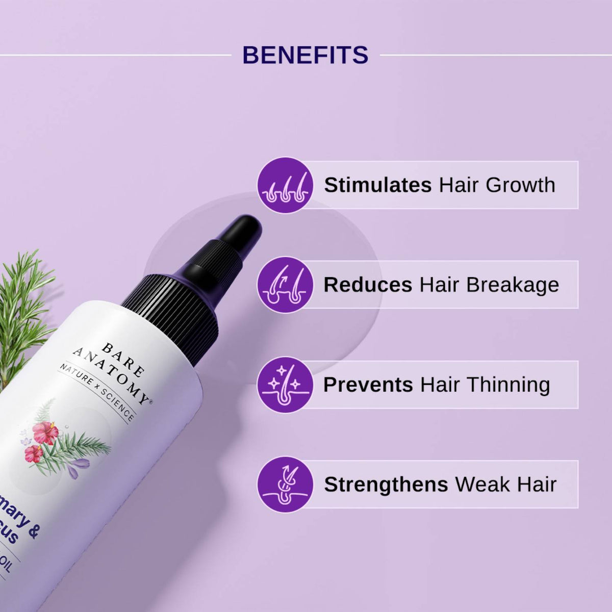 Rosemary Hibiscus Hair Growth Oil | Nourishes, Strengthens & Controls Hair Fall | H85 - view 5