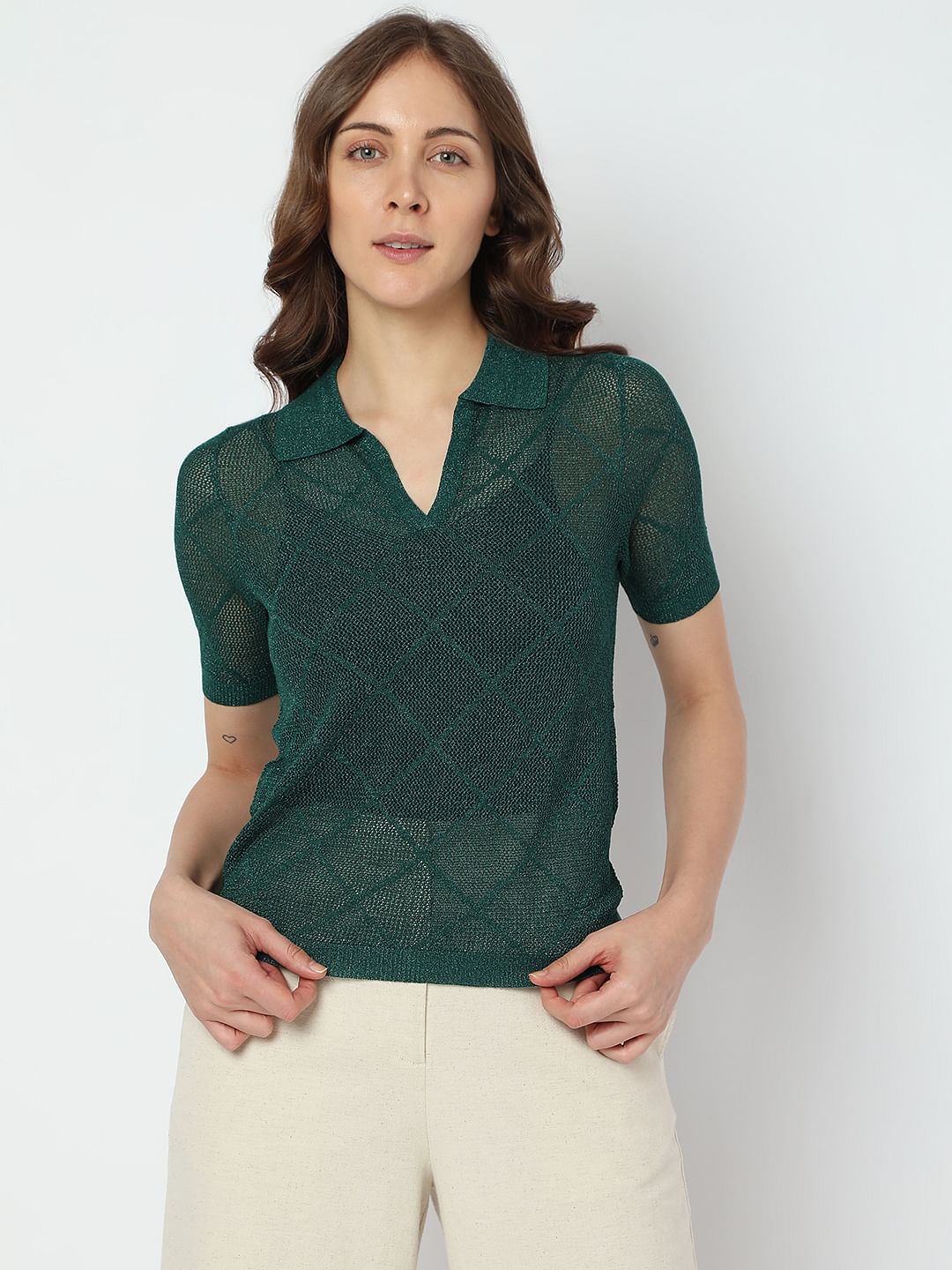 Green Knit Polo T-Shirt