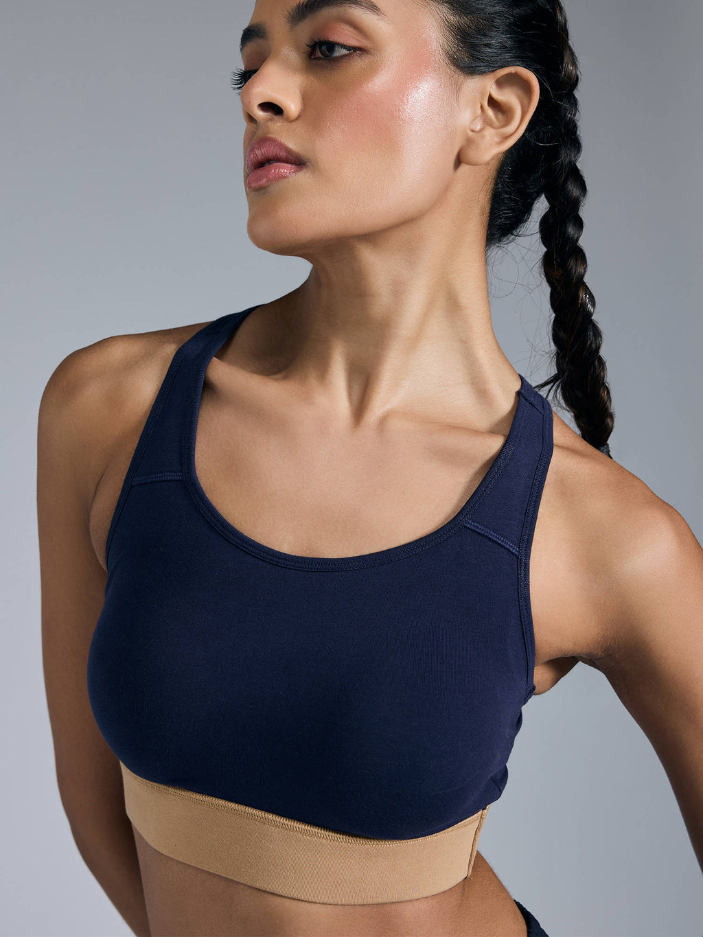 Cotton Slip-On Sports Bra with Removable Pads KIC104 -NUDE | sb09 - view 15