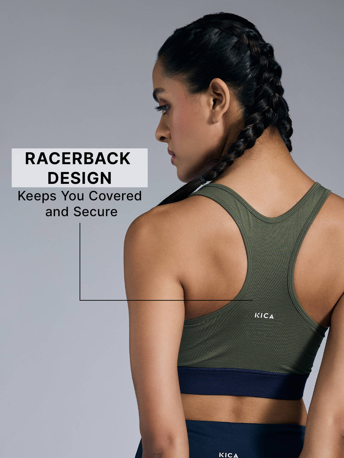 Cotton Slip-On Sports Bra with Removable Pads KIC104 -Navy | sb09 - view 25