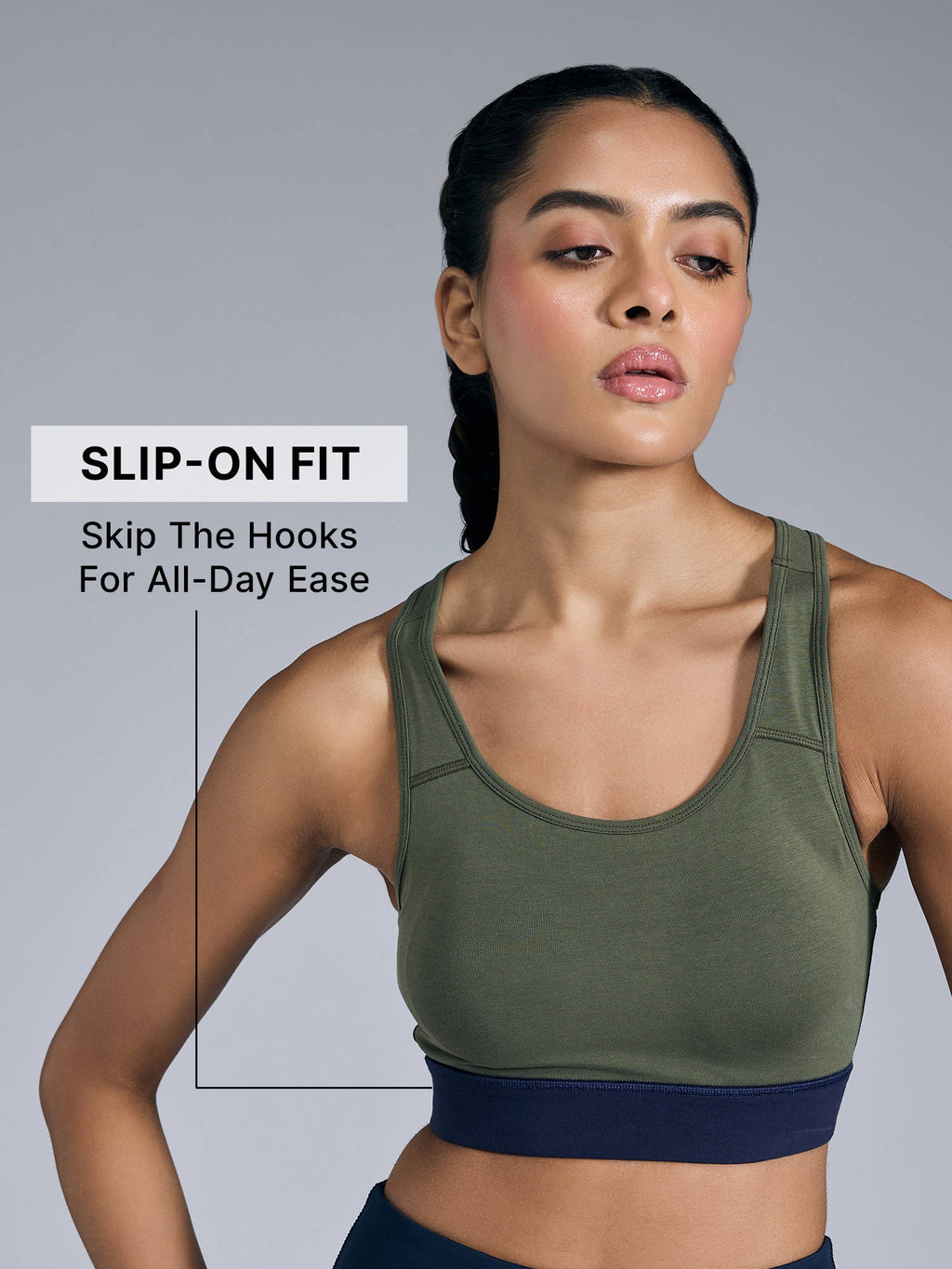 Cotton Slip-On Sports Bra with Removable Pads KIC104 -NUDE | sb09 - view 22