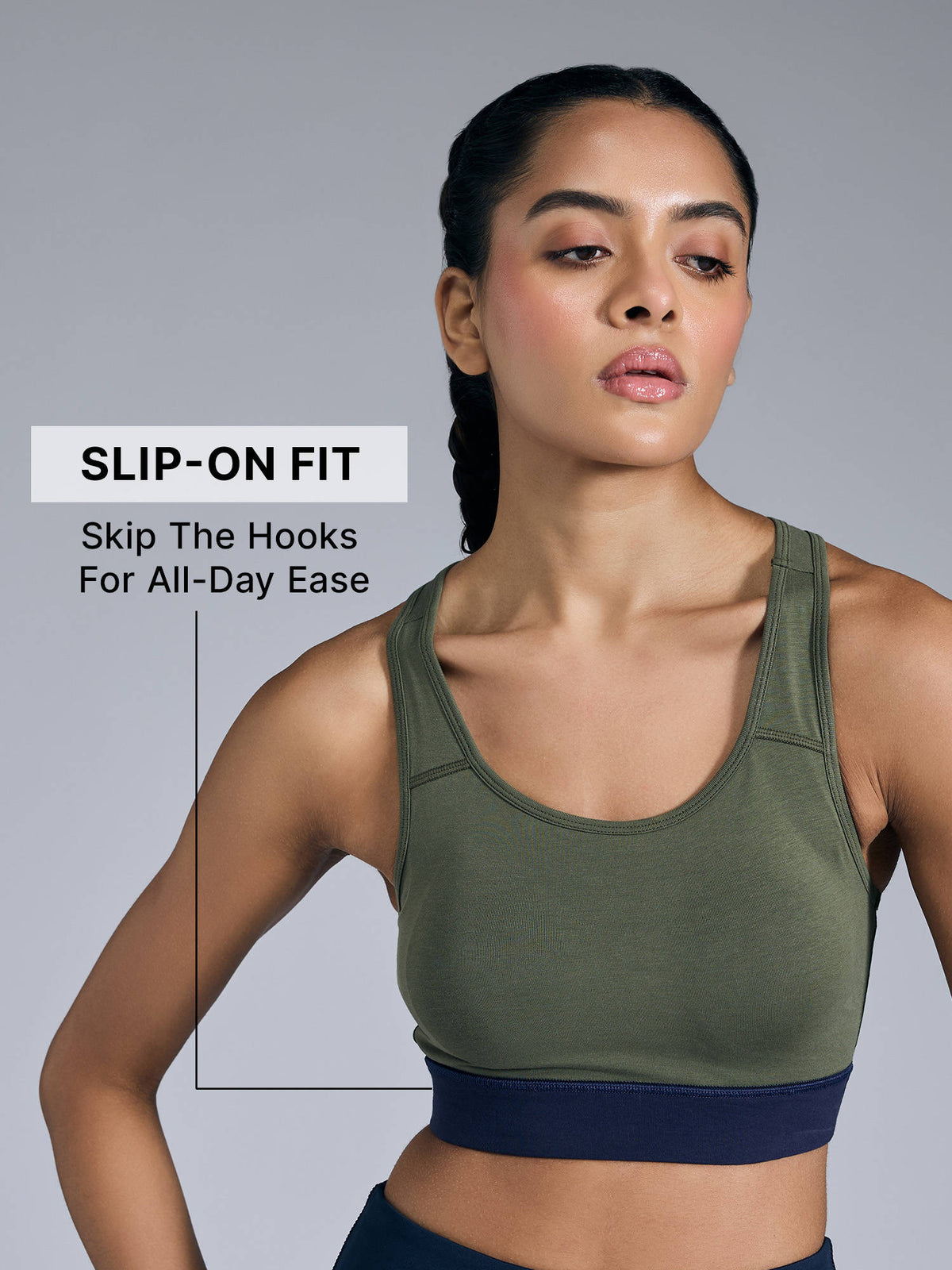 Cotton Slip-On Sports Bra with Removable Pads KIC104 -NUDE | sb09 - view 22