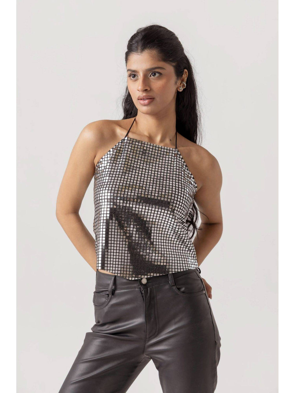 Nargis Halter Neck Silver Top | HT67 - view 1