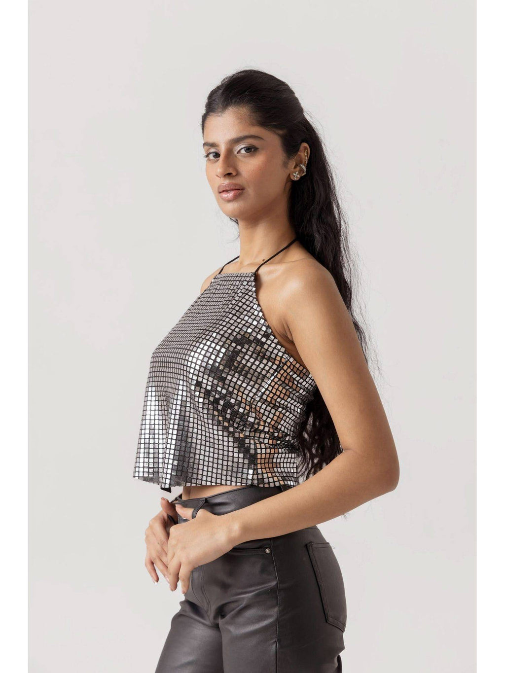 Nargis Halter Neck Silver Top | HT67 - view 3