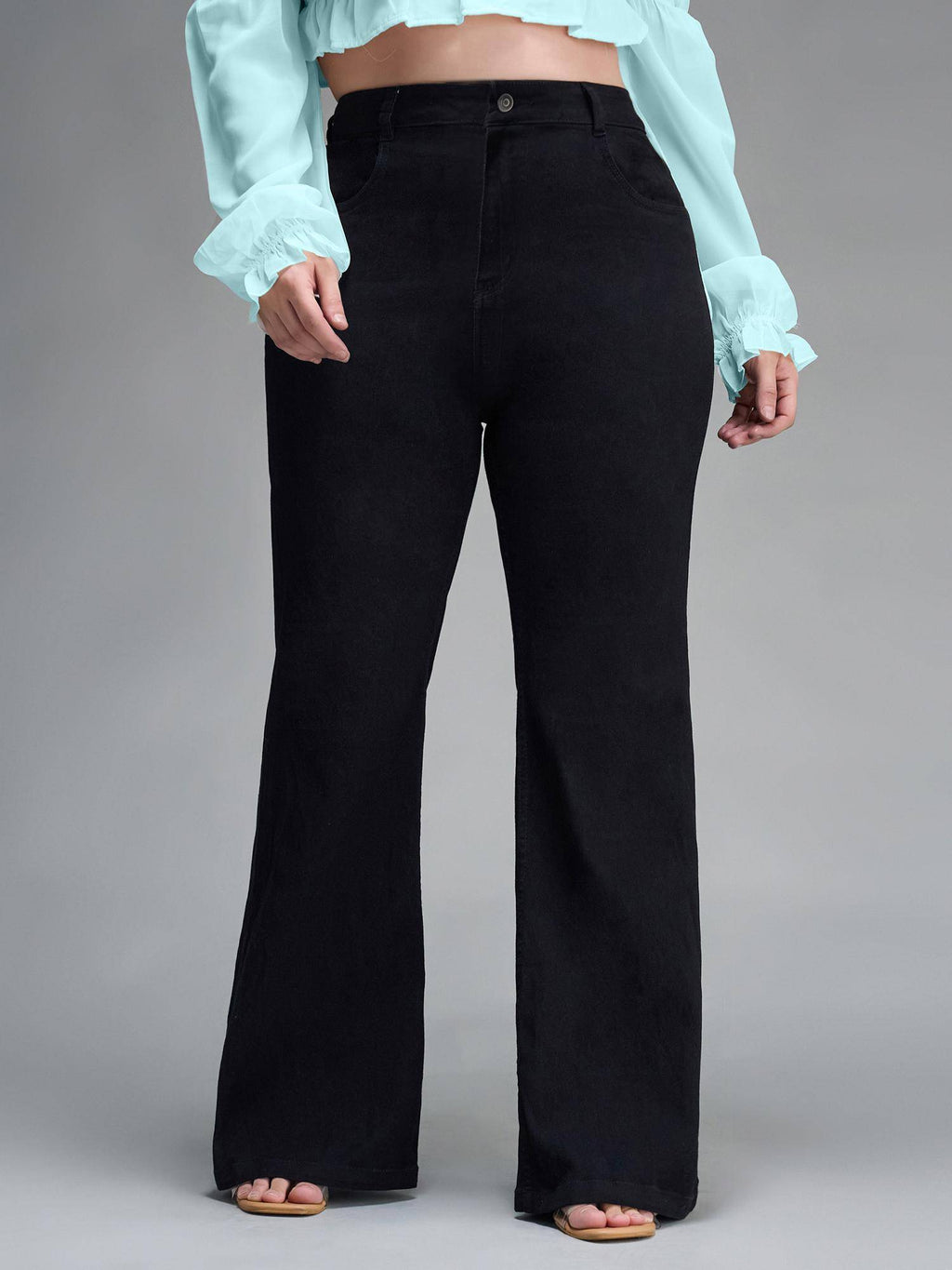 A+ Womens Black Bootcut High Rise Regular Stretchable Denim Jeans | BT10 - view 2