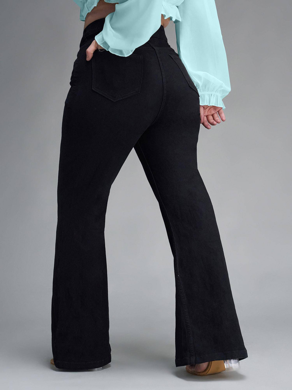 A+ Womens Black Bootcut High Rise Regular Stretchable Denim Jeans | BT10 - view 4