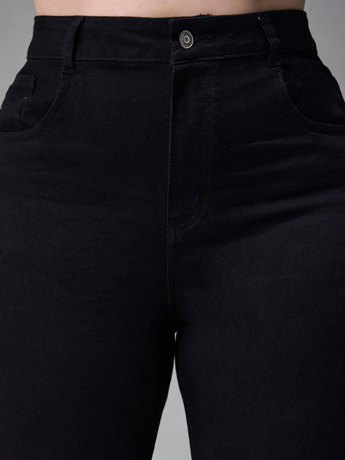 A+ Womens Black Bootcut High Rise Regular Stretchable Denim Jeans | BT10 - view 5
