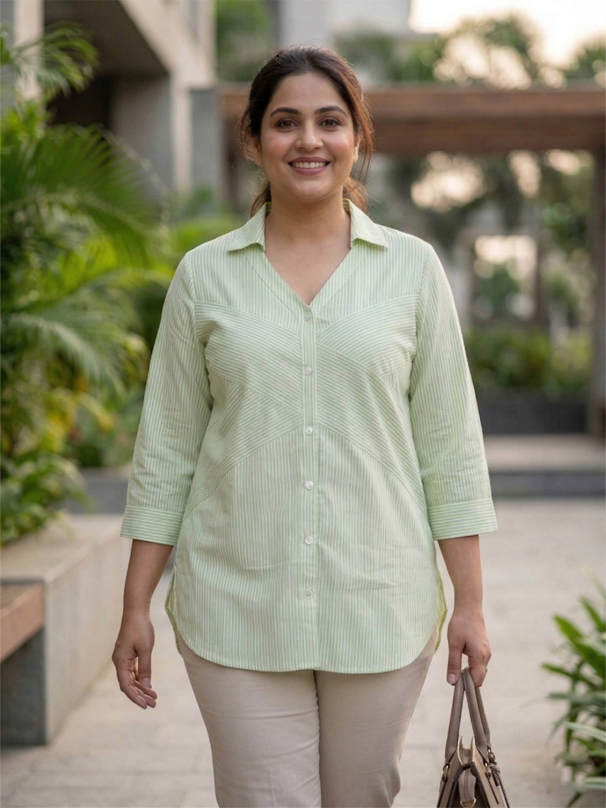 Green Stripe Cotton Shirt | S67 - view 1