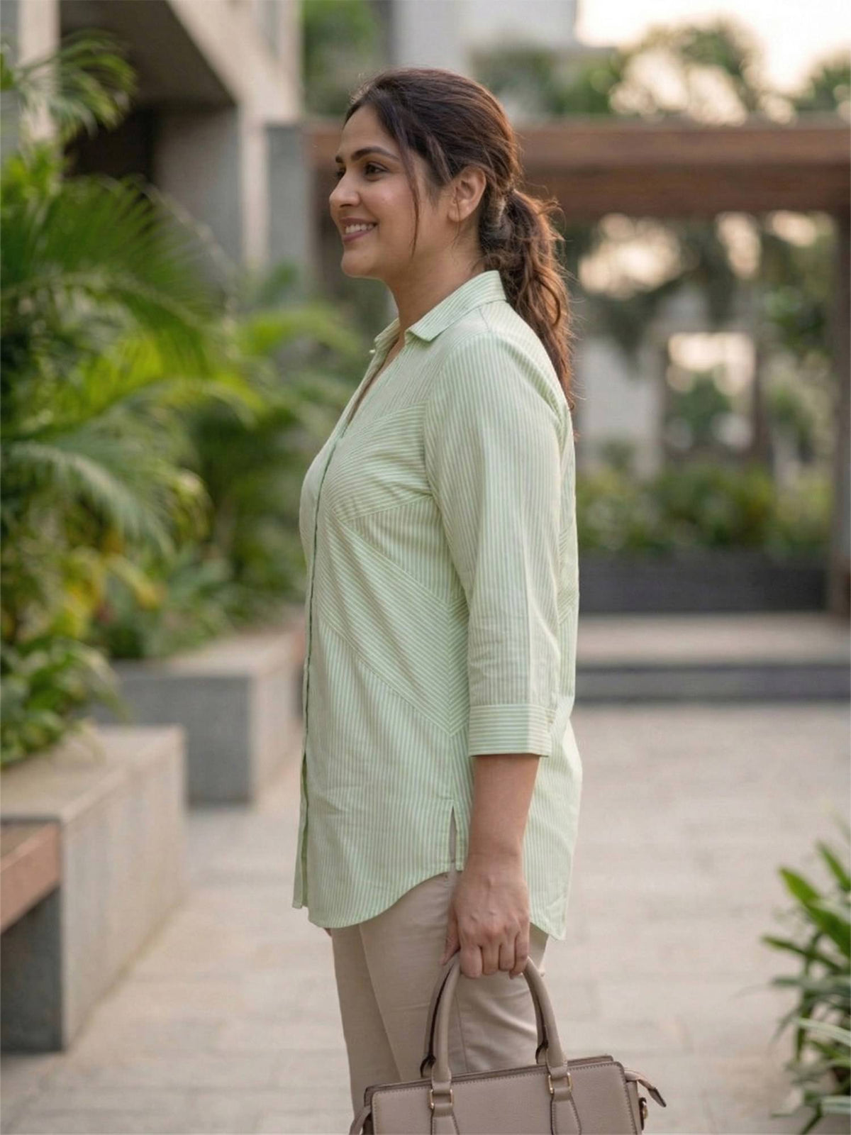 Green Stripe Cotton Shirt | S67 - view 3