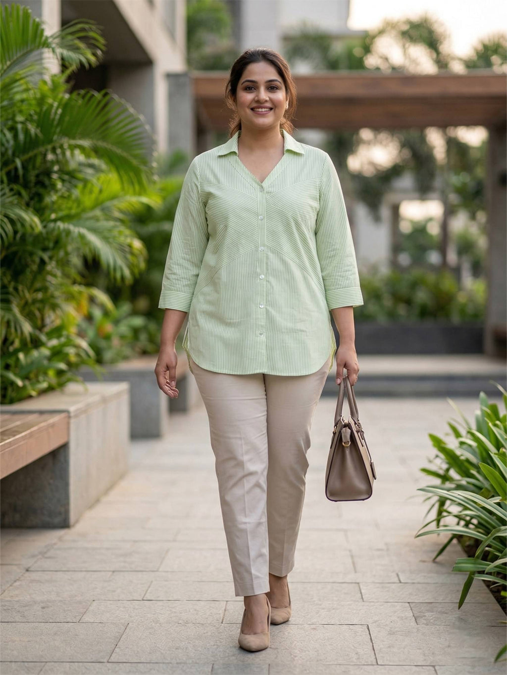 Green Stripe Cotton Shirt | S67 - view 4