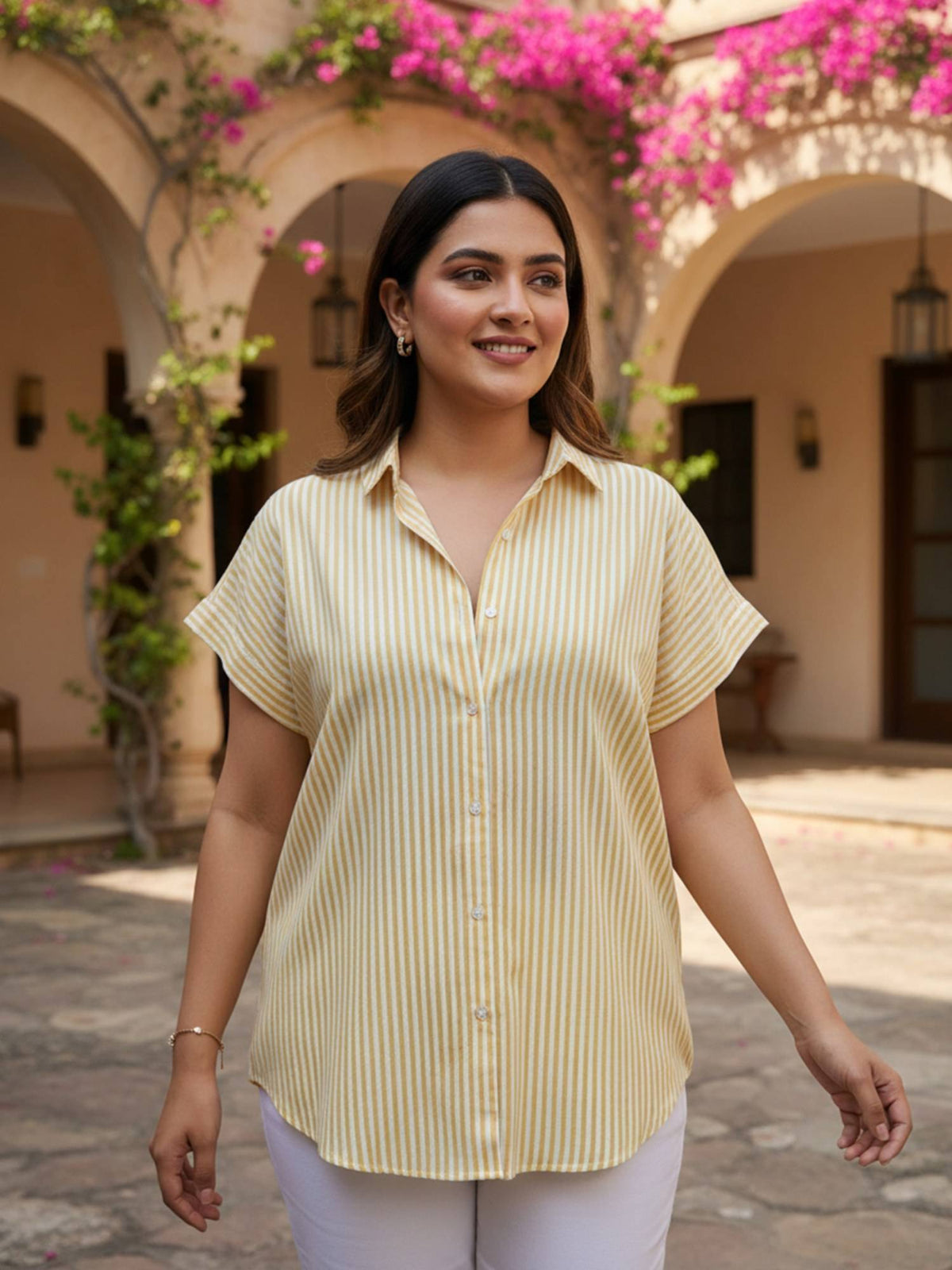Yellow Stripe Cotton Shirt | S67 - view 1
